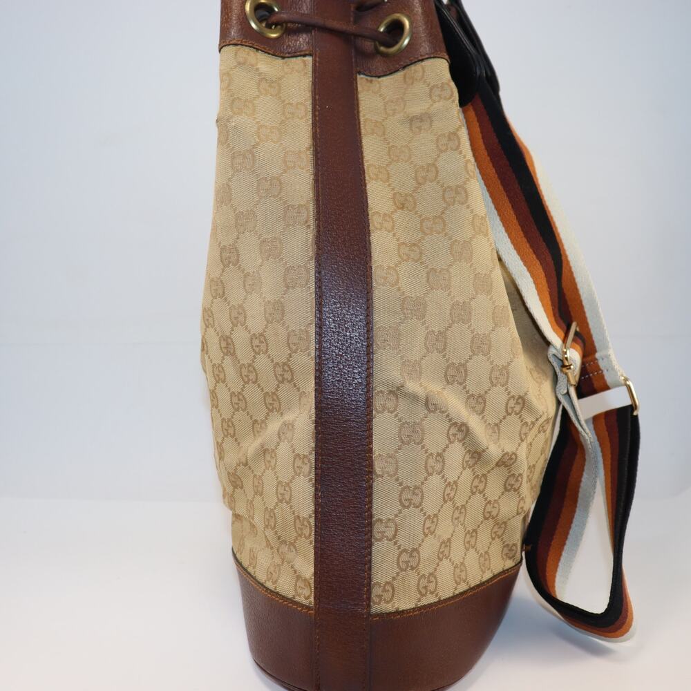 Gucci Vintage GG Canvas Leather Bucket Bag‎ with Aftermarket Strap - Picture 4 of 12